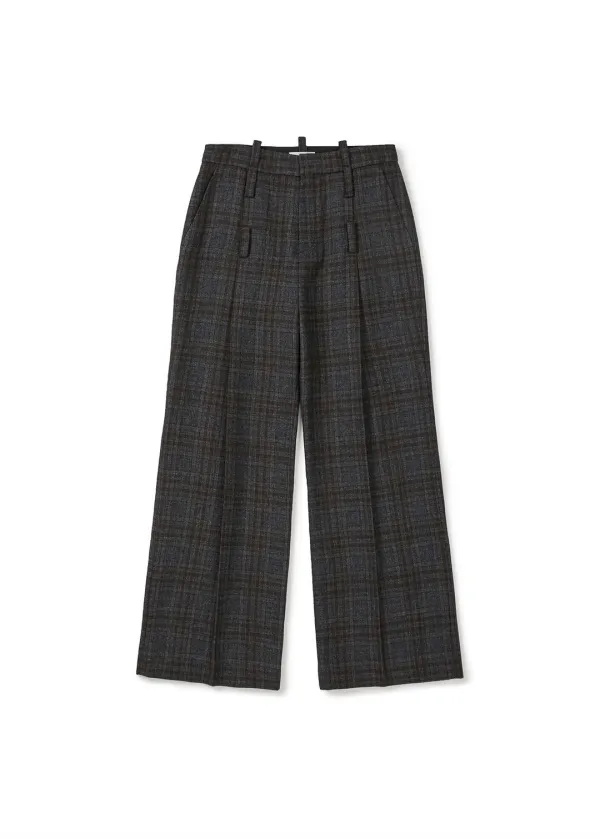 BELTED TAILORED TROUSERS_CHECKED (BROWN)