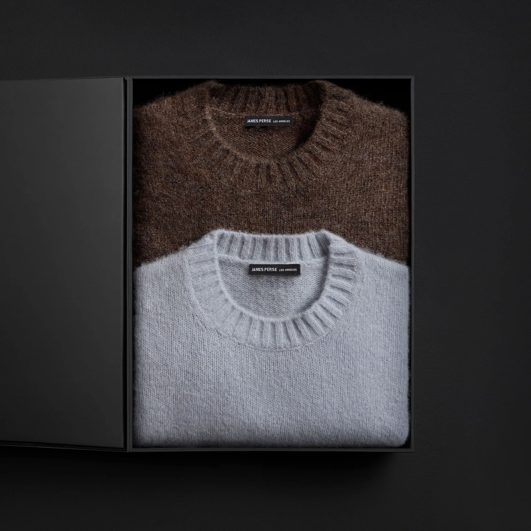 제임스펄스 Women's Lightweight Textured Cashmere Crew Gift Set - Bark/Pale Blue 상품 이미지 1