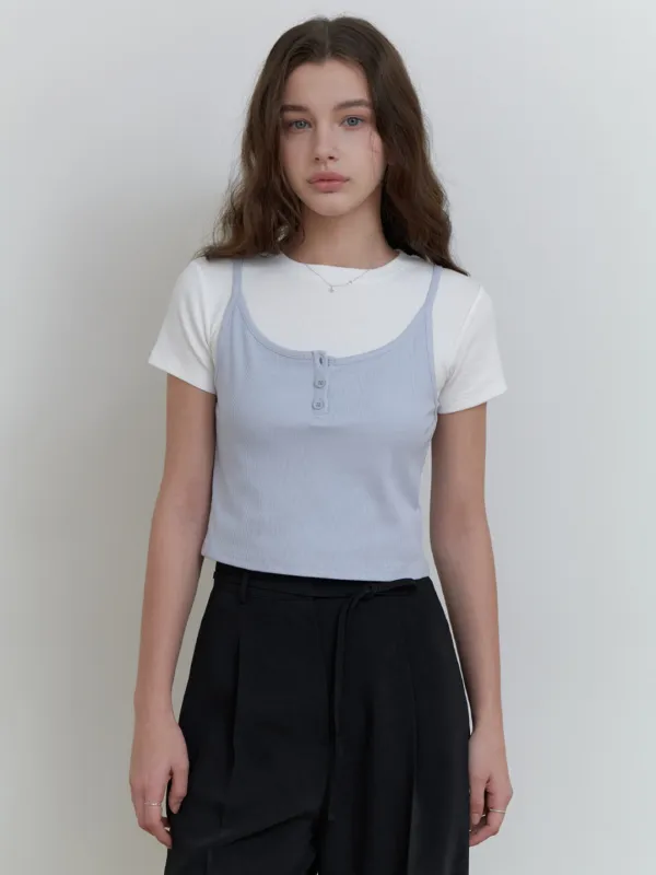 Soda button sleeveless (sky blue)