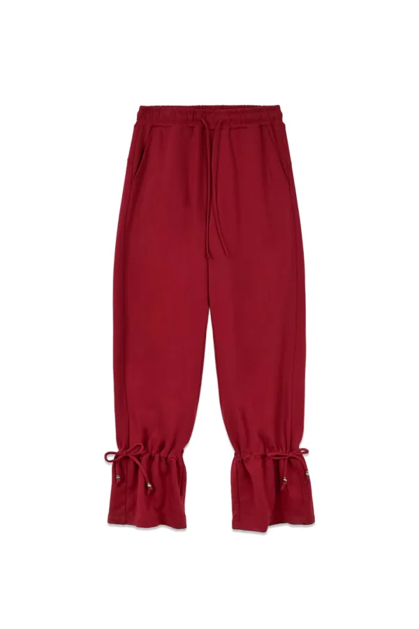 STRING DETAIL SWEATPANTS IN RED
