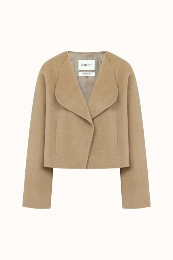 [3차 리오더]Curve Detail Short Handmade Jacket[LMBFAU23CT701]-Camel Melange