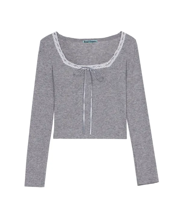 Lace String Long Sleeve [Gray]