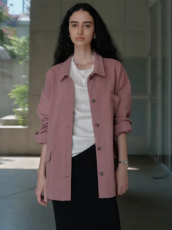 MAREN COTTON HALF JACKET_DUSTY PINK