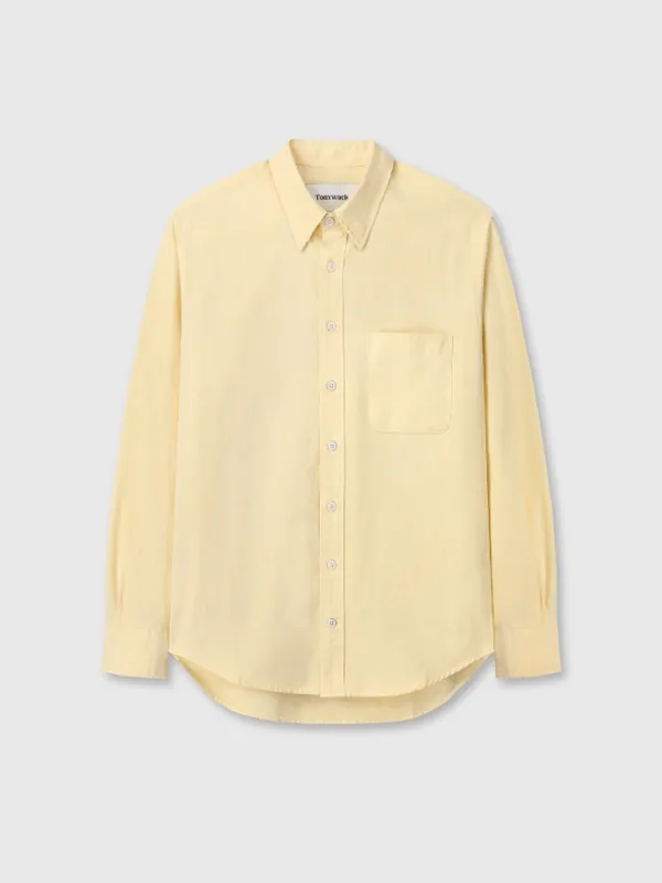 COTTON LYOCELL DISTRESSED OXFORD SHIRT_ PALE YELLOW