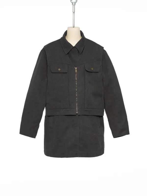 FW25 BLACK VEST LAYERED WORK JACKET