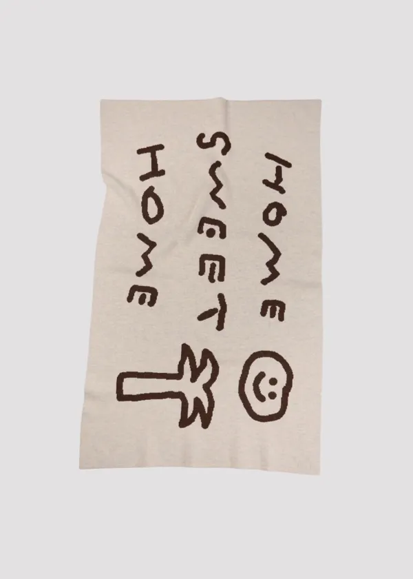 WOOL BLANKET HOME SWEET HOME BEIGE