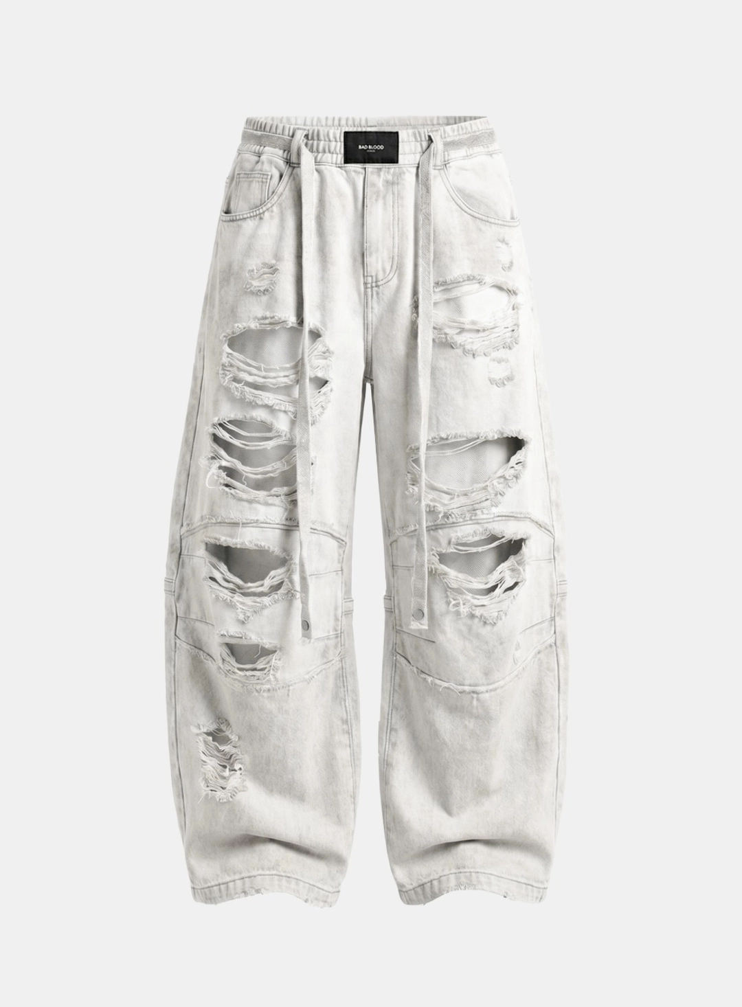 배드블러드 [w-pts26-095] Destroyed Raw-Edge Joggers - White 상품 이미지 1