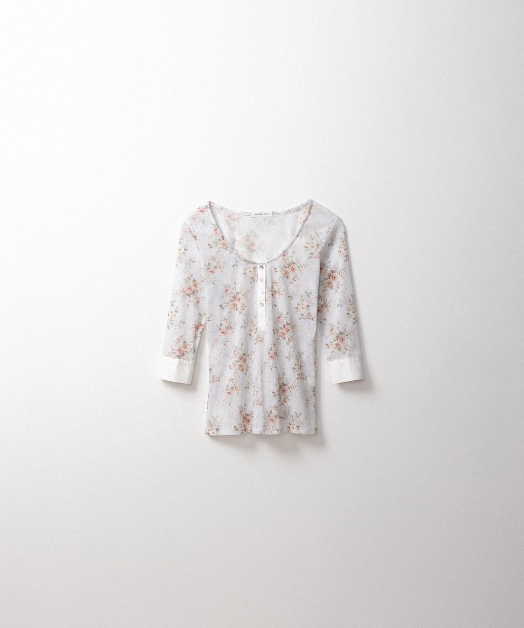 아카이브제이투유 플뢰르 버튼 티셔츠 (white melange) 상품 이미지 1