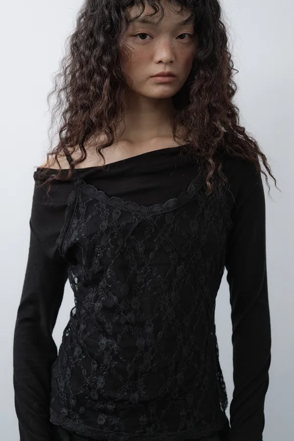 Lace Bustier Camisole (Black)