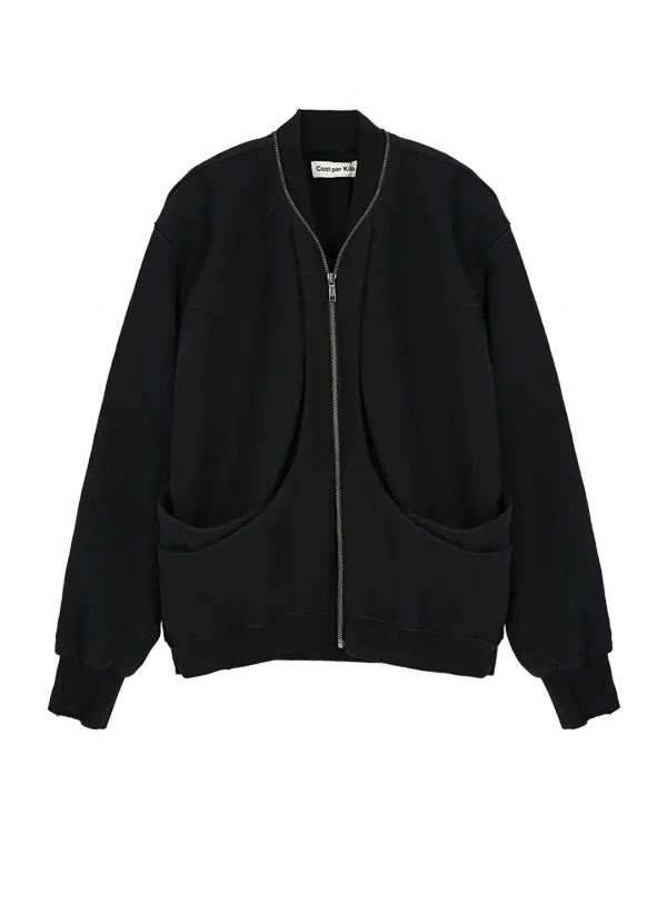 DOUBLE POCKET SWEAT ZIP JACKET BLACK