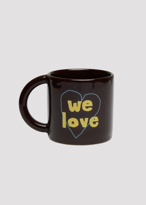 MUG CUP HEART WE LOVE BROWN