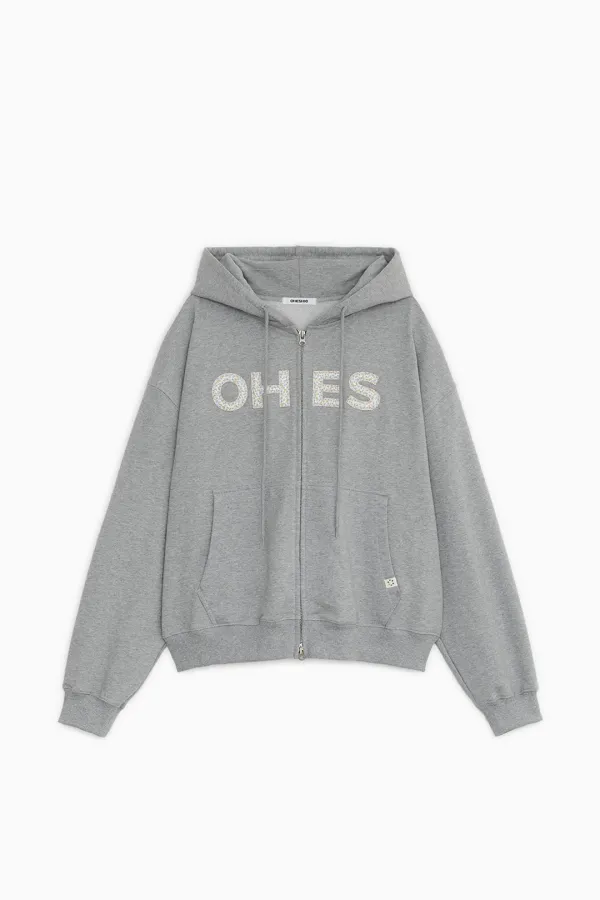 LOGO PATCH HOODED ZIP-UP, FLORAL MELANGE