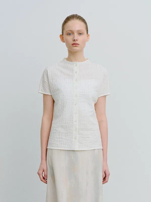 TVR JACQUARD STRETCH BLOUSE_WHITE