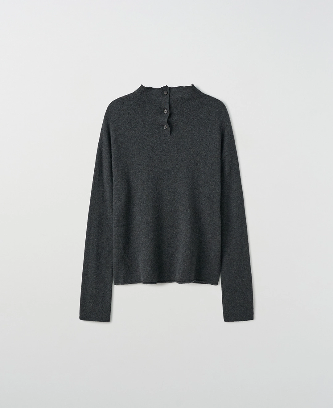 스텝어라운드 Reversible Button High Neck Knit_CHARCOAL 상품 이미지 2