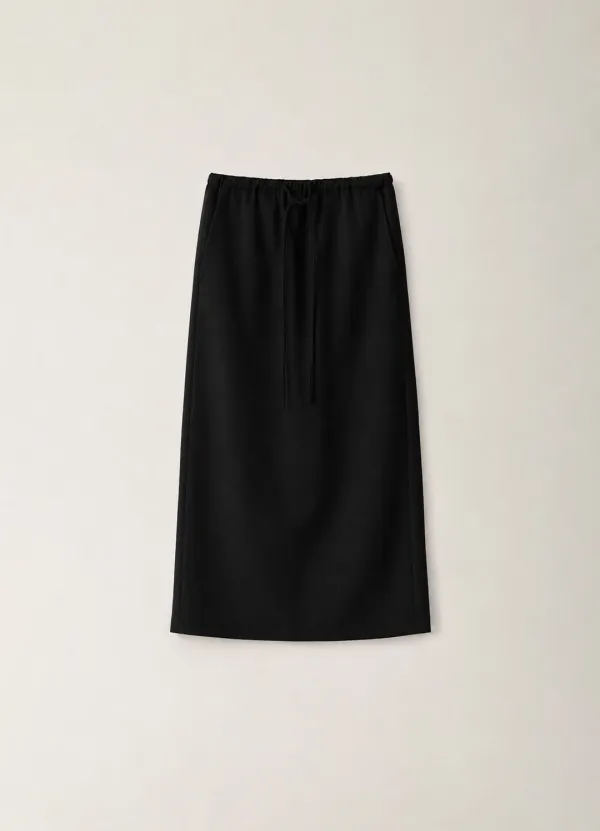 Wool String Maxi Skirt - Black
