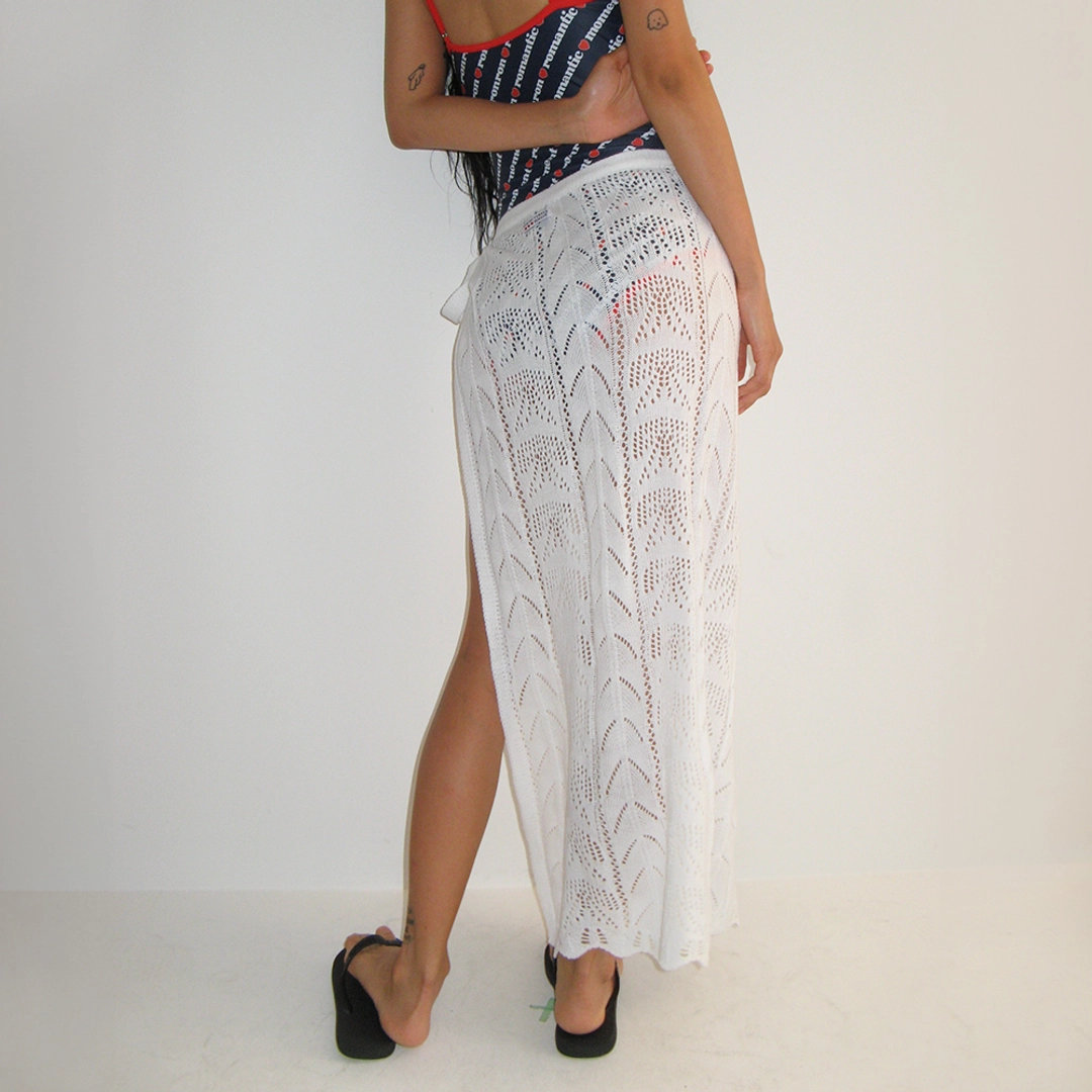 론론 LAYERED KNIT BEACH SKIRT WHITE 상품 이미지 1