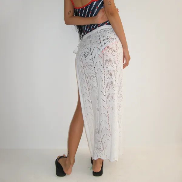 LAYERED KNIT BEACH SKIRT WHITE