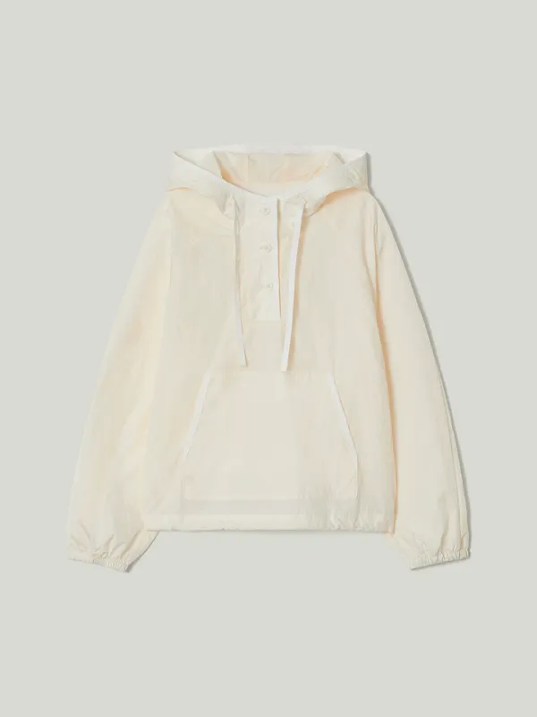 Contrast Line Hooded Anorak Cream