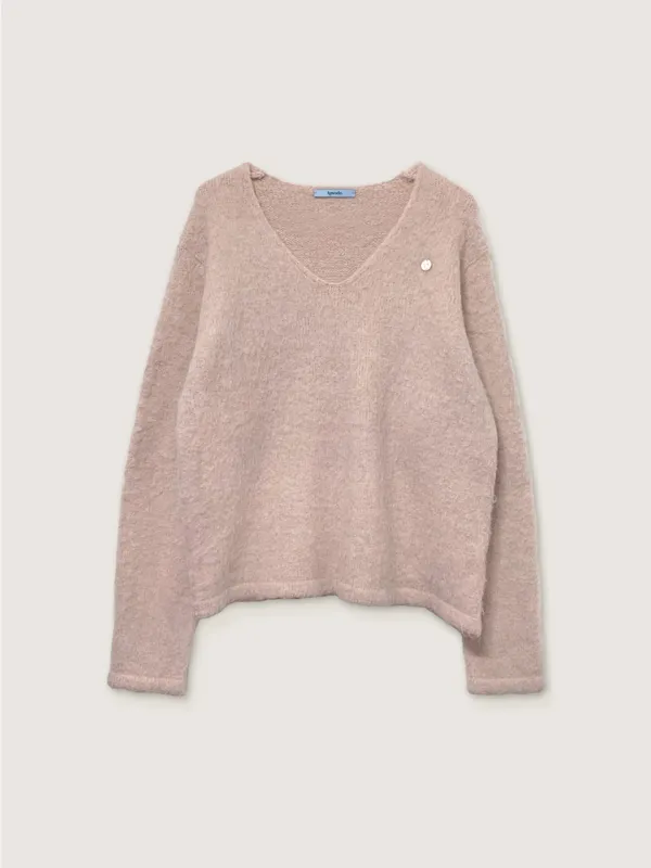 Hairy V-neck knit (라이트핑크)