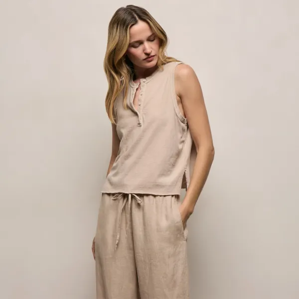 Slub Jersey Henley Tank - Stone Pigment
