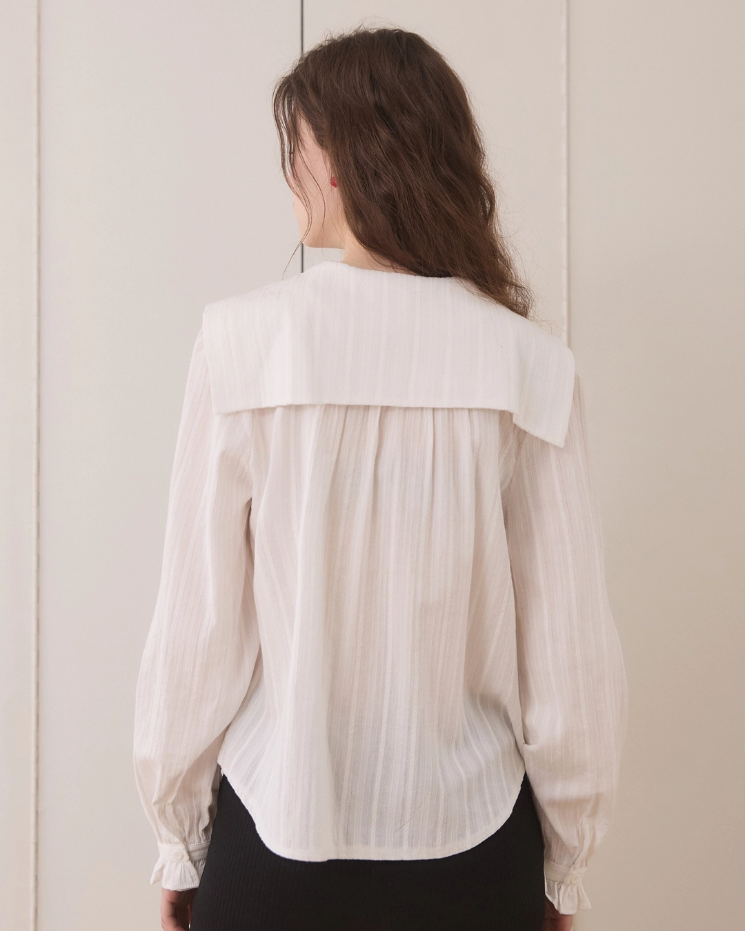어다울 Sailor tie stripe blouse - white 상품 이미지 2