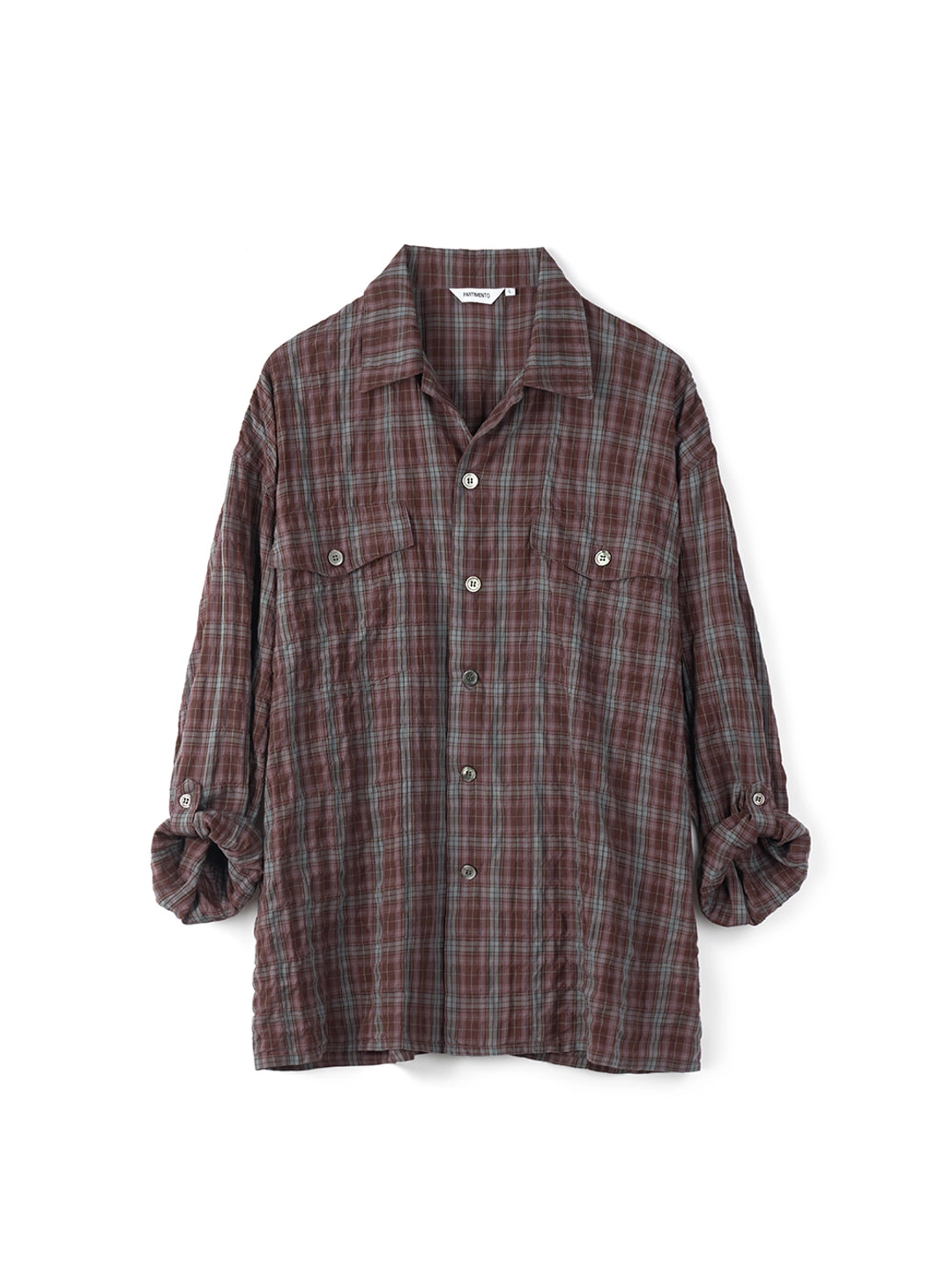 파르티멘토 Western Wrinkle Check Roll Up Shirts_Dust Wine 상품 이미지 3