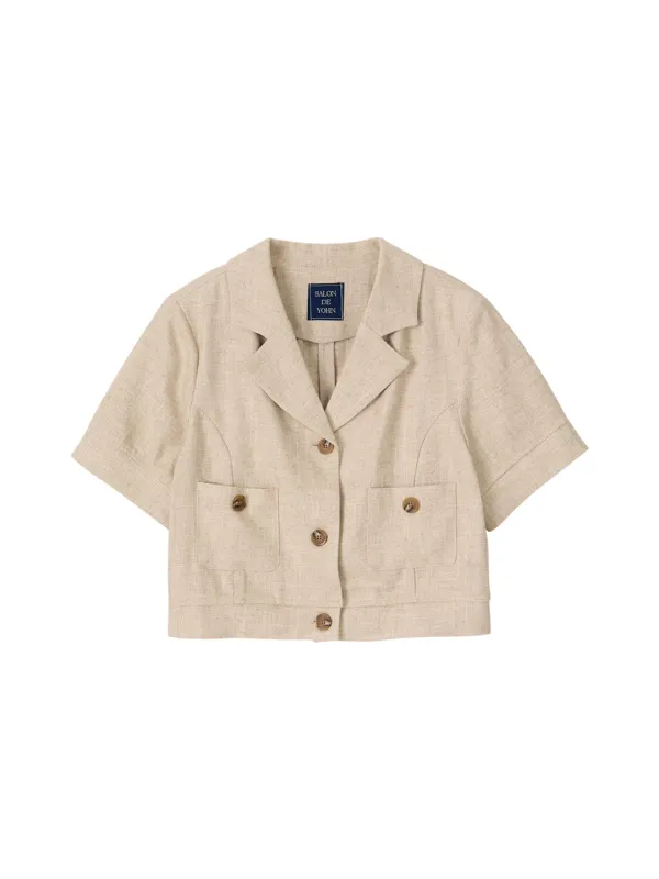 Classic Linen Short Jacket_ Beige
