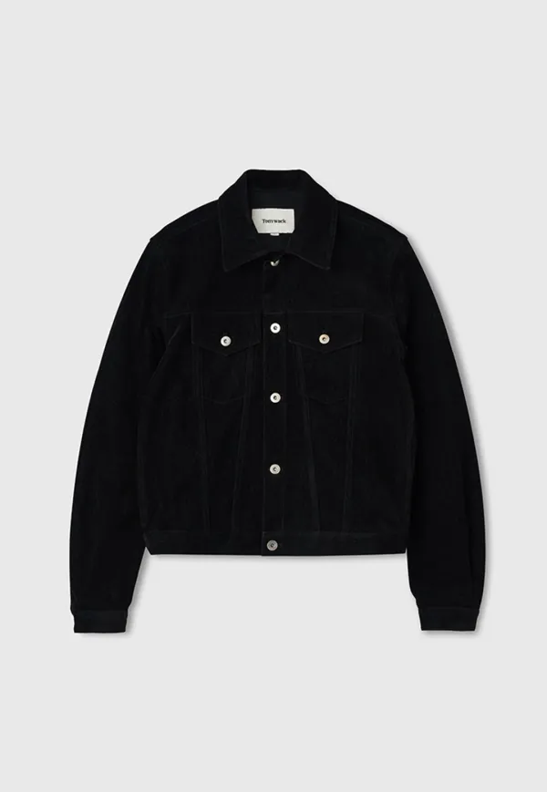 Velvet Denim Trucker Jacket_ Black