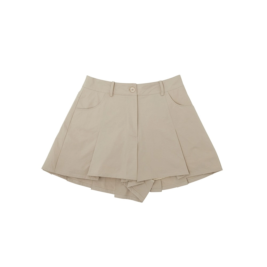 피브비 [2차] Pleated Culotte Pants (milk tea beige) 상품 이미지 1