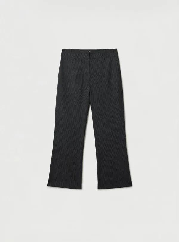 [2ND] STRIPE CAPRI PANTS - CHARCOAL