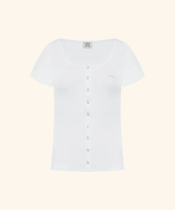 Letters Slim Half Cardigan ( White )
