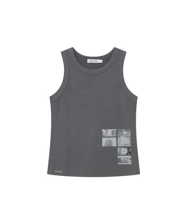 Photo album graphic sleeveless CHARCOAL