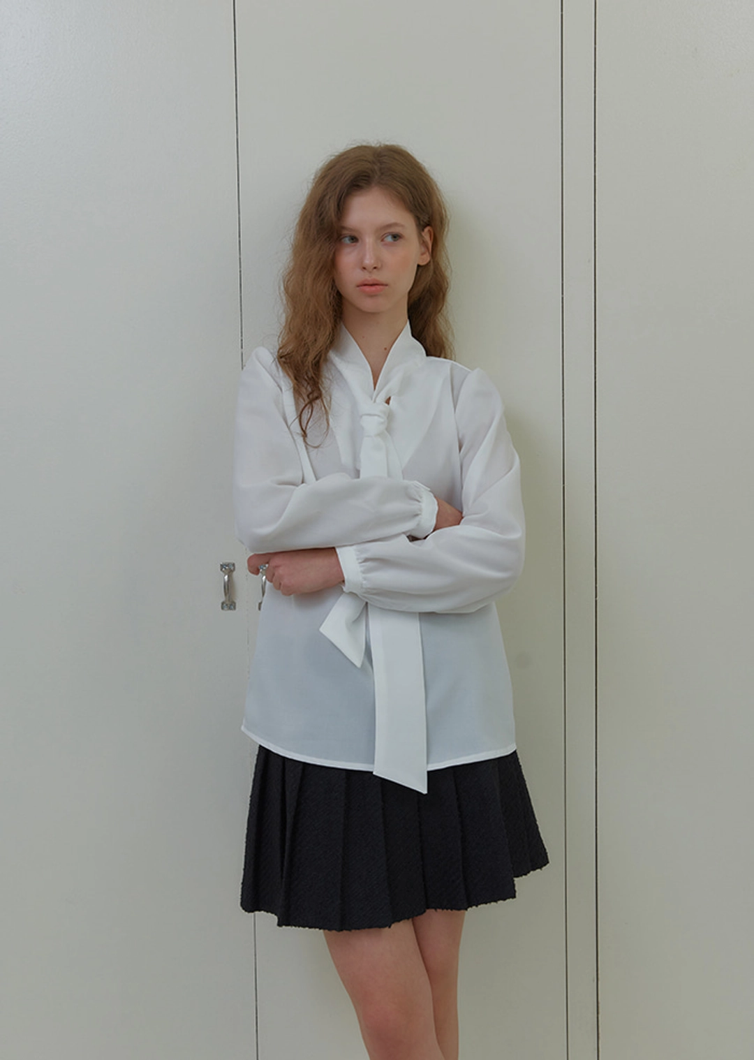 아노에틱 ANC MODERN TWEED PLEATS SKIRT_BLACK 상품 이미지 2