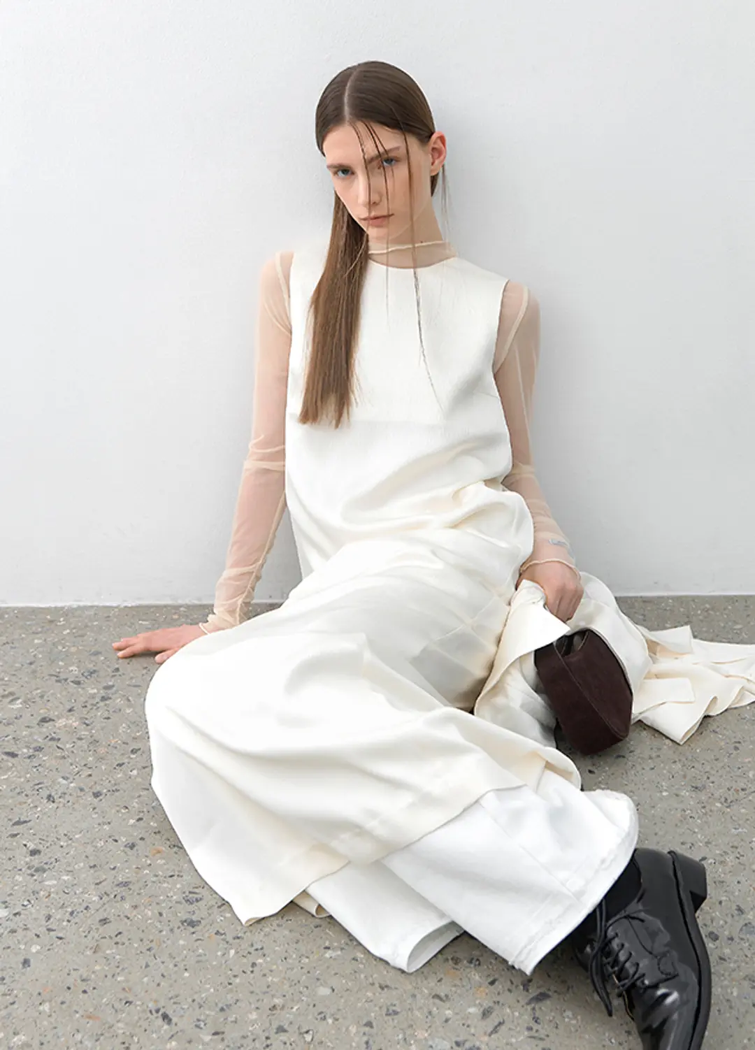 아뜰리에 나인 (OP-6251)SATIN STRING NECK LONG DRESS 상품 이미지 2