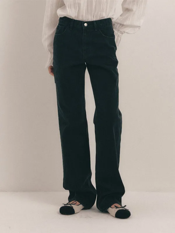 Heart Pocket Denim Pants_Black