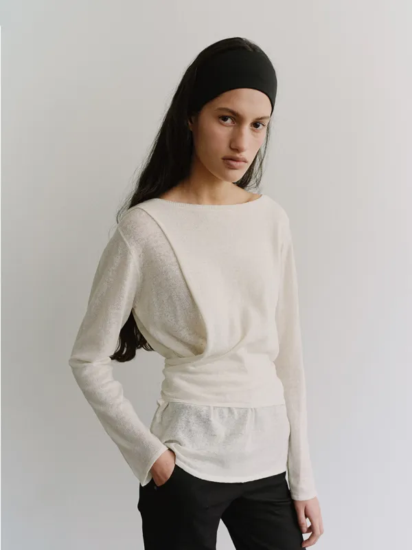 TIS TWIST LAYER KNIT TOP_WHITE
