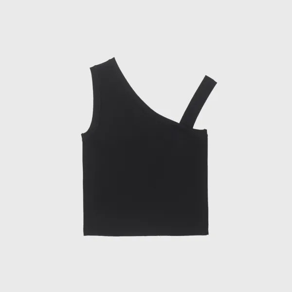 Asymmetry knit top (beige / brown / black)