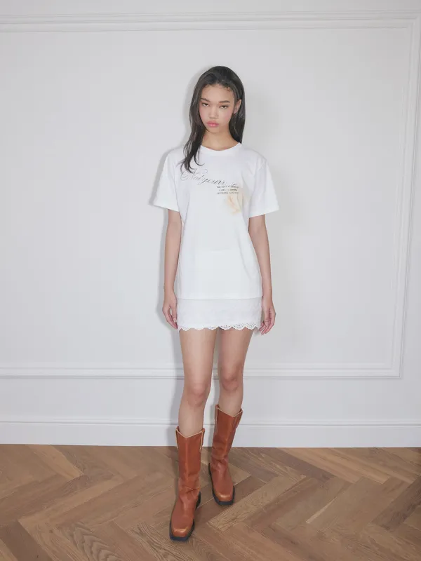 Vintage rose logo t-shirts (White)