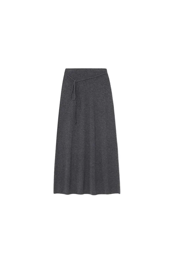 MORO CASHMERE KNIT LONG SKIRT [DARK GREY]
