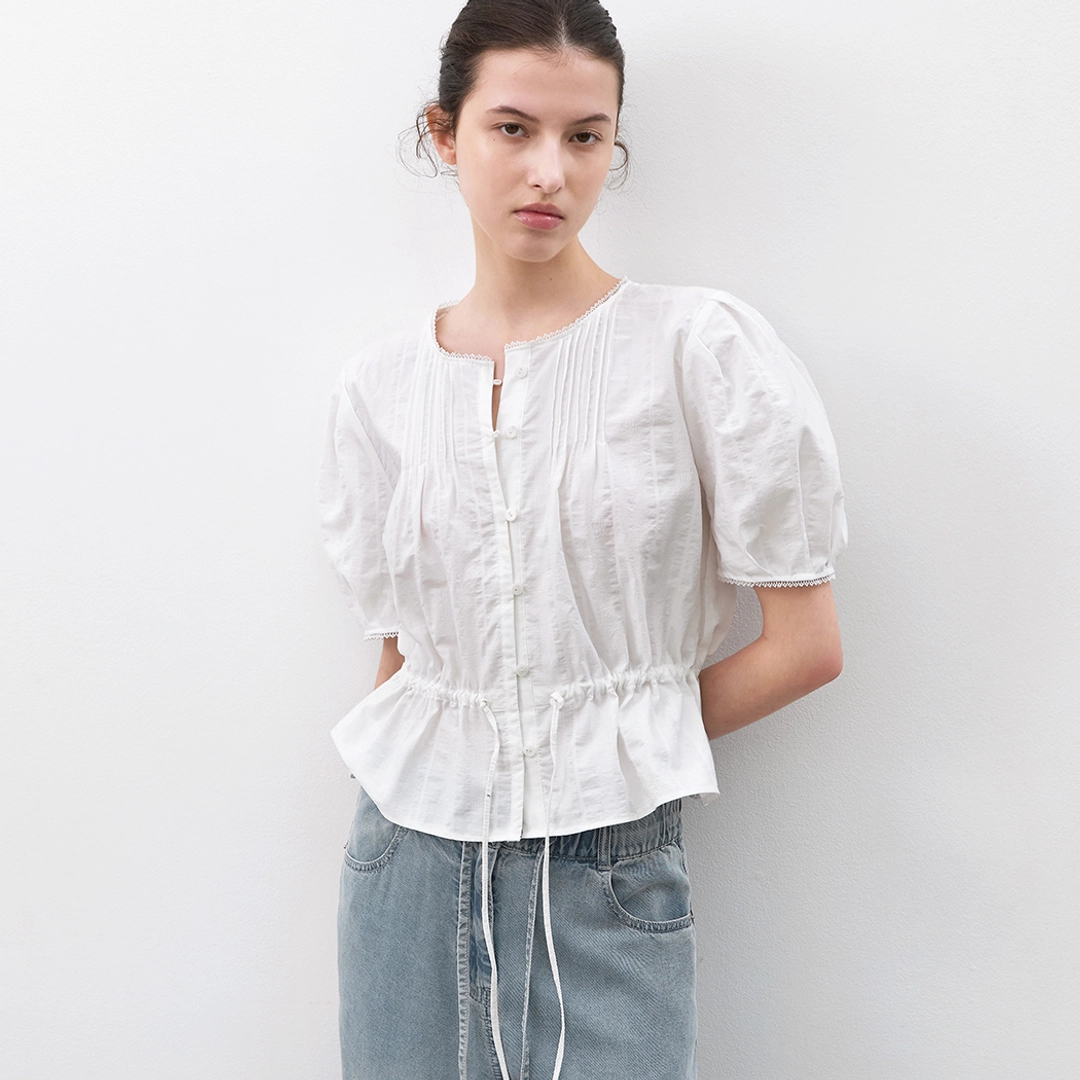아뜰리에 나인 (BL-4419)PEASANT COTTON PEPLUM BLOUSE 상품 이미지 1