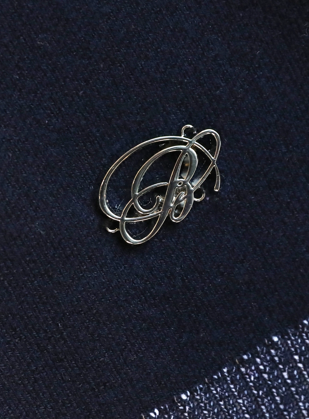 배드블러드 [w-jkt26-008] Big B Logo Full-Zip Knit Track Top - Navy Blue 상품 이미지 3