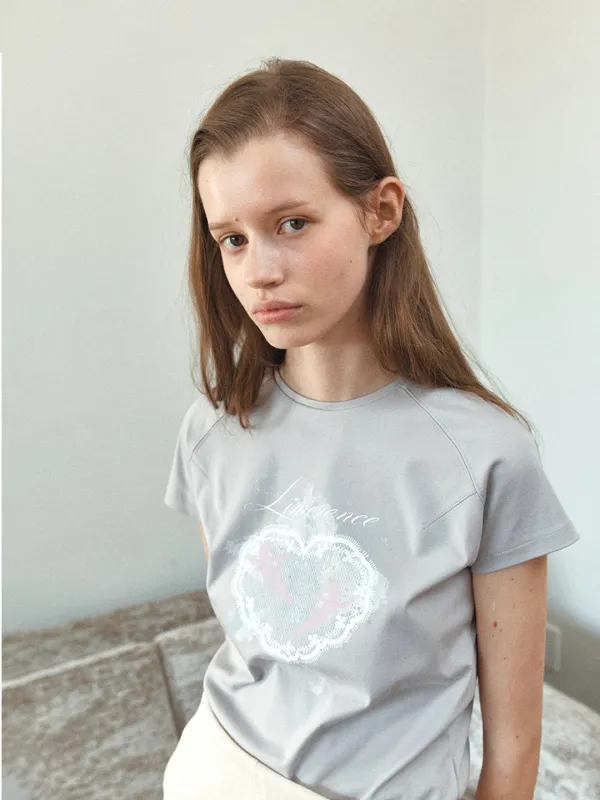TIR HEART LACE ANGEL GRAPHIC ART TOP_MINT GREY