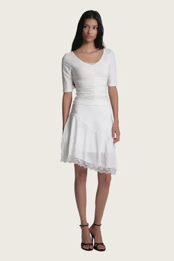 Soft blush shirring top, Ivory