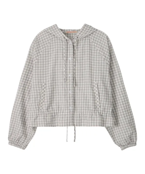 Cindy Hoodie Crop Shirt Jacket-Grey