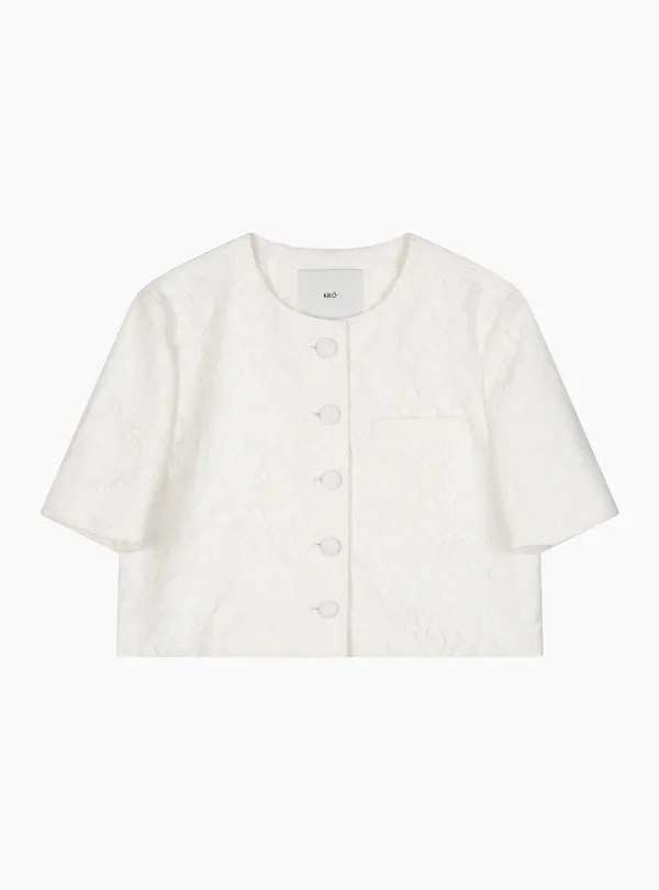 LACE CROPPED JACKET (WHITE)