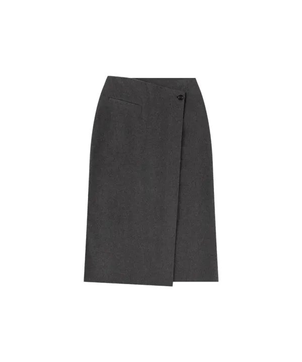 P3276 울 블렌드 랩 스커트_Charcoal