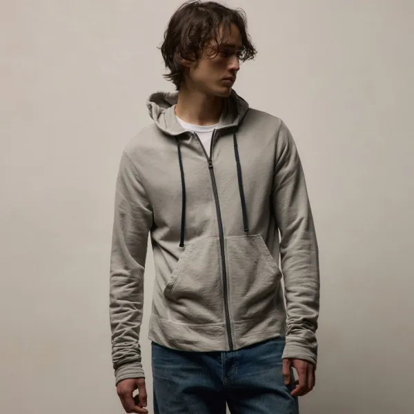 Vintage French Terry Zip Up Hoodie - Fog Pigment