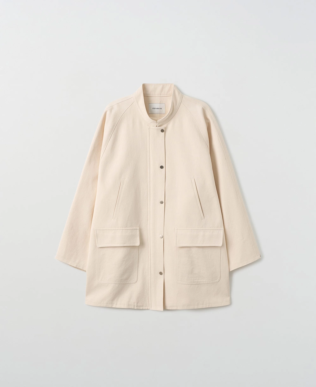 스텝어라운드 Cotton Stand Collar Snap Jumper_IVORY 상품 이미지 2