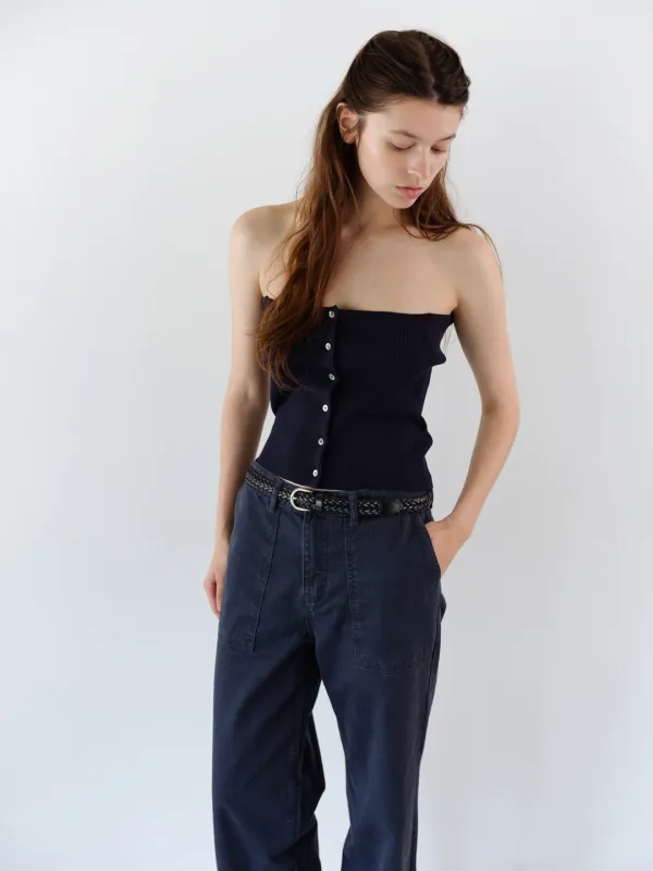 DOVE BUTTON KNIT TOP / NAVY