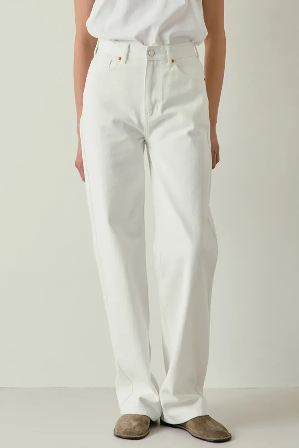 straight denim pants (white)
